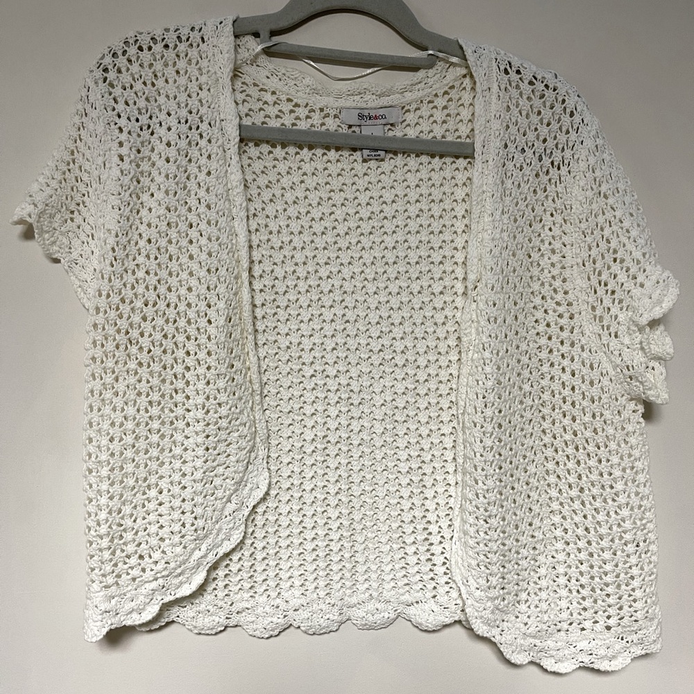 White Crochet Shrug
